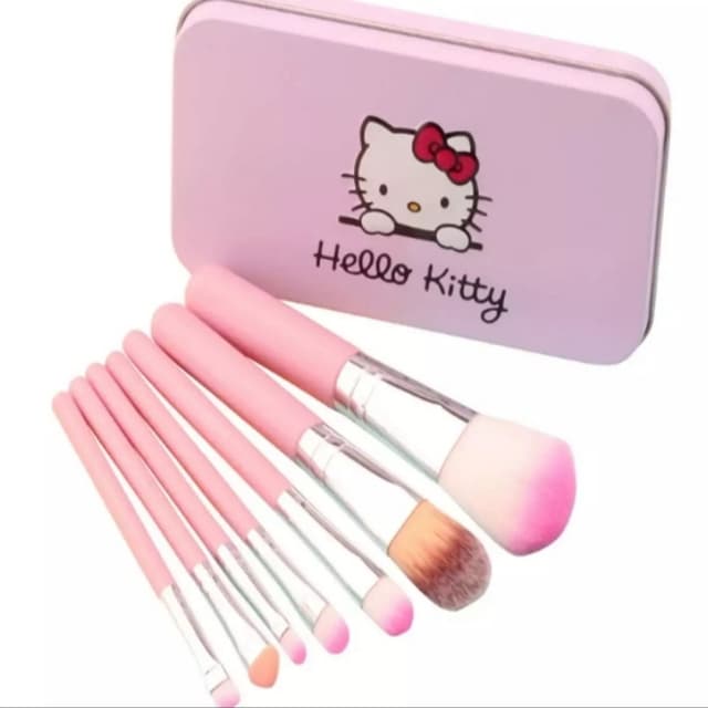 Cute hello kitty 7 pieces professional makeup brushes set